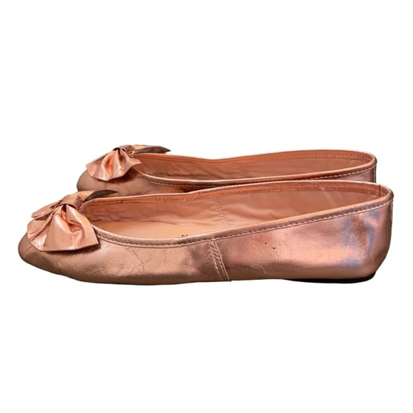 Sam & Libby Ballet Ballerina Flats Womens 7.5 Pink Metallic Bow Shoes - Picture 4 of 8